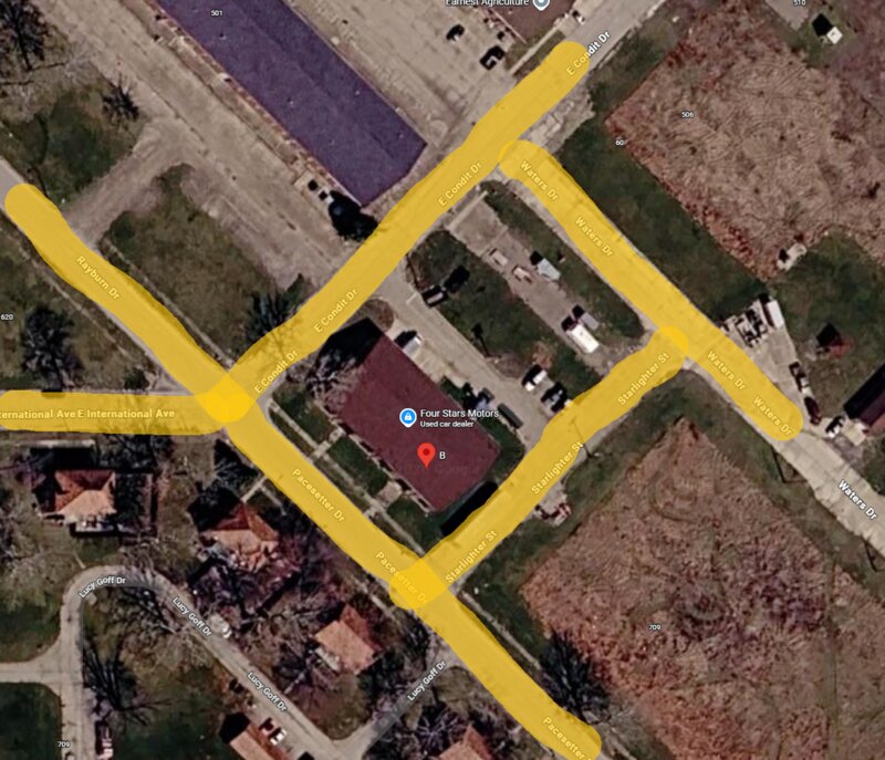 Parking map for Gordy's Salvage